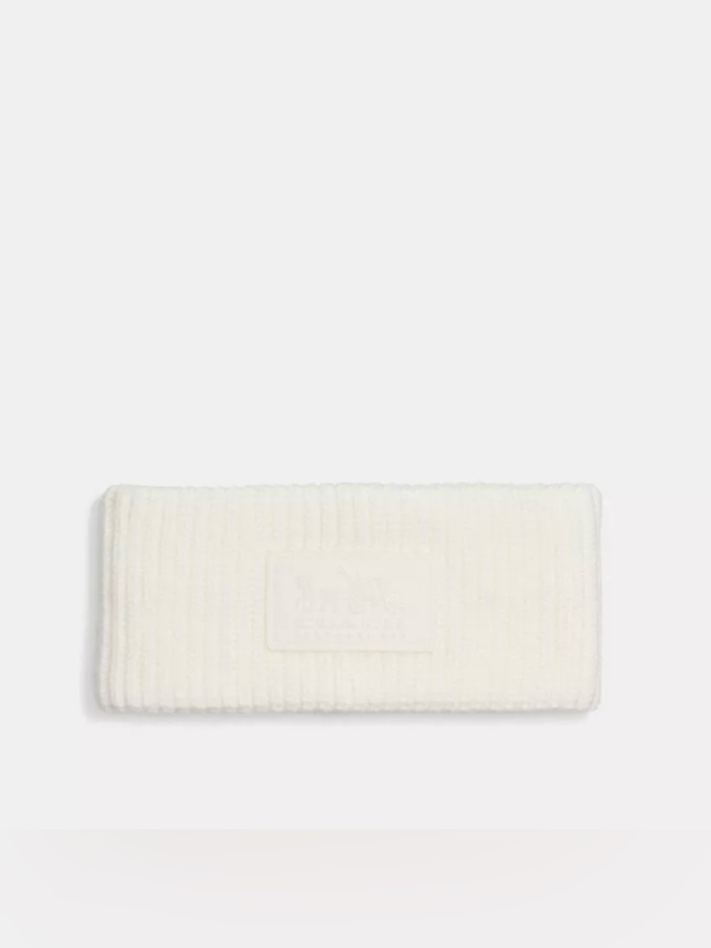 Coach white knit ear warmer headband w silicone patch